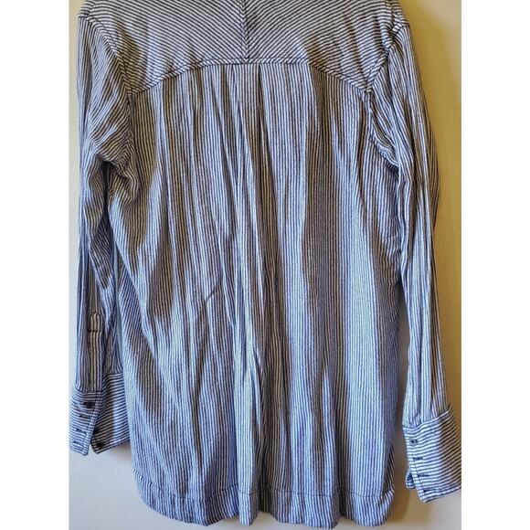 Free People On the Road Stripes Oversize Hi-Lo Hem Oxford Shirt Top S Women - Picture 12 of 12